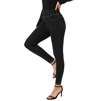 Women's Stretchy High Waisted Jeans Pull On Jeggings Tummy Control Skinny Jeans Leggings Trendy