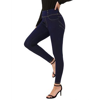 Women's Stretchy High Waisted Jeans Pull On Jeggings Tummy Control Skinny Jeans Leggings Trendy