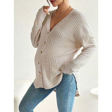 Women's Maternity Shirts Knit Button Down Nursing Top Casual Front Opening Maternity Clothes