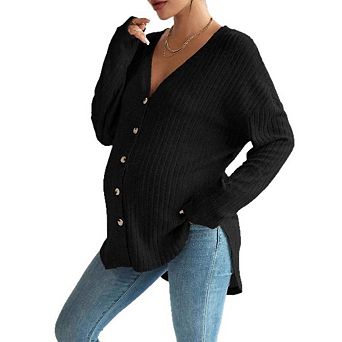 Women's Maternity Shirts Knit Button Down Nursing Top Casual Front Opening Maternity Clothes