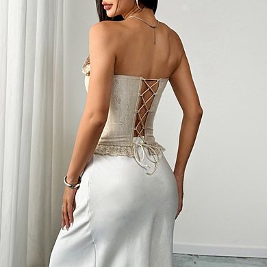 Corset Tops for Women, Bustier Shapewear Lingerie Lace Waist Push Up Bodysuit for Party Going out