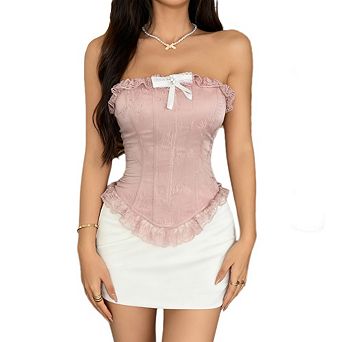 Corset Tops for Women, Bustier Shapewear Lingerie Lace Waist Push Up Bodysuit for Party Going out