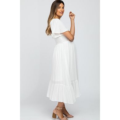 Maternity Smocked V-Neck Midi Dress