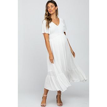 Maternity Smocked V-Neck Midi Dress