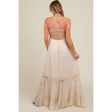 Maternity Smocked Open Back Maxi Dress