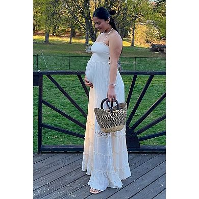 Maternity Smocked Open Back Maxi Dress