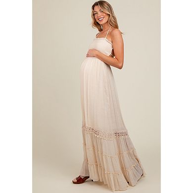 Maternity Smocked Open Back Maxi Dress