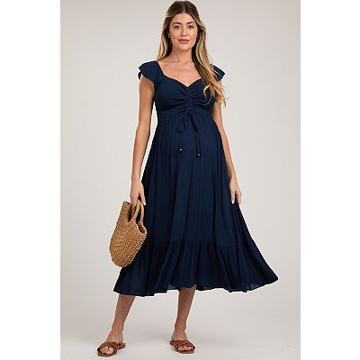 ruched maternity maxi dress boohoo Women's Maternity Ruched Side Detail Maxi Dress in Mauve | Size: 8