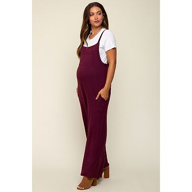 Maternity Sleeveless Pocketed Wide Leg Jumpsuit