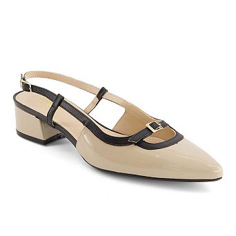 Andrea Women's Slingback Pointed Toe Low Heel Pumps 64601