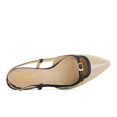Andrea Women's Slingback Pointed Toe Low Heel Pumps 64601