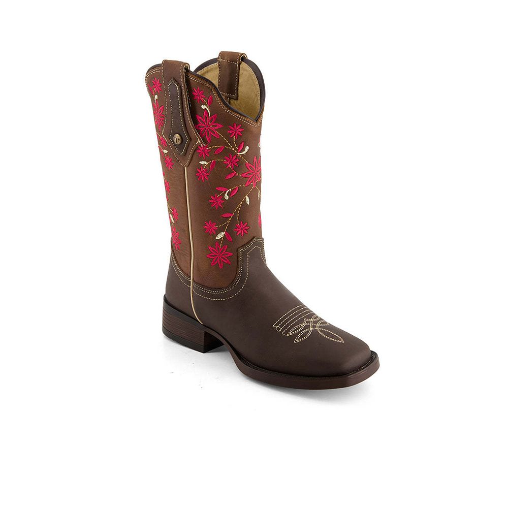 Forastero Women's Authentic Leather Flowers Embroidery Western