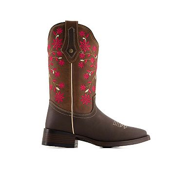 Forastero Women's Authentic Leather Flowers Embroidery Western Boots 93658