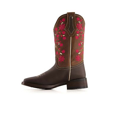 Forastero Women's Authentic Leather Flowers Embroidery Western Boots 93658