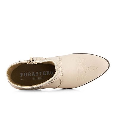 Forastero Women's Real Leather Side Zipper Booties 90995