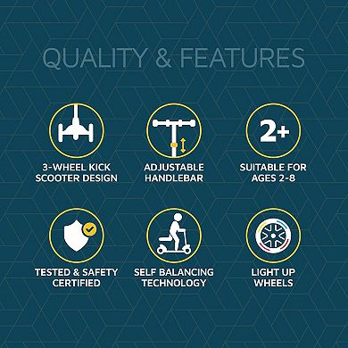 Lifemaster Mini 3-Wheel Kids Scooter with LED Wheels, Adjustable Handlebar, Anti-Slip Deck, Ages 2+