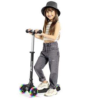 Lifemaster Mini 3-Wheel Kids Scooter with LED Wheels, Adjustable Handlebar, Anti-Slip Deck, Ages 2+