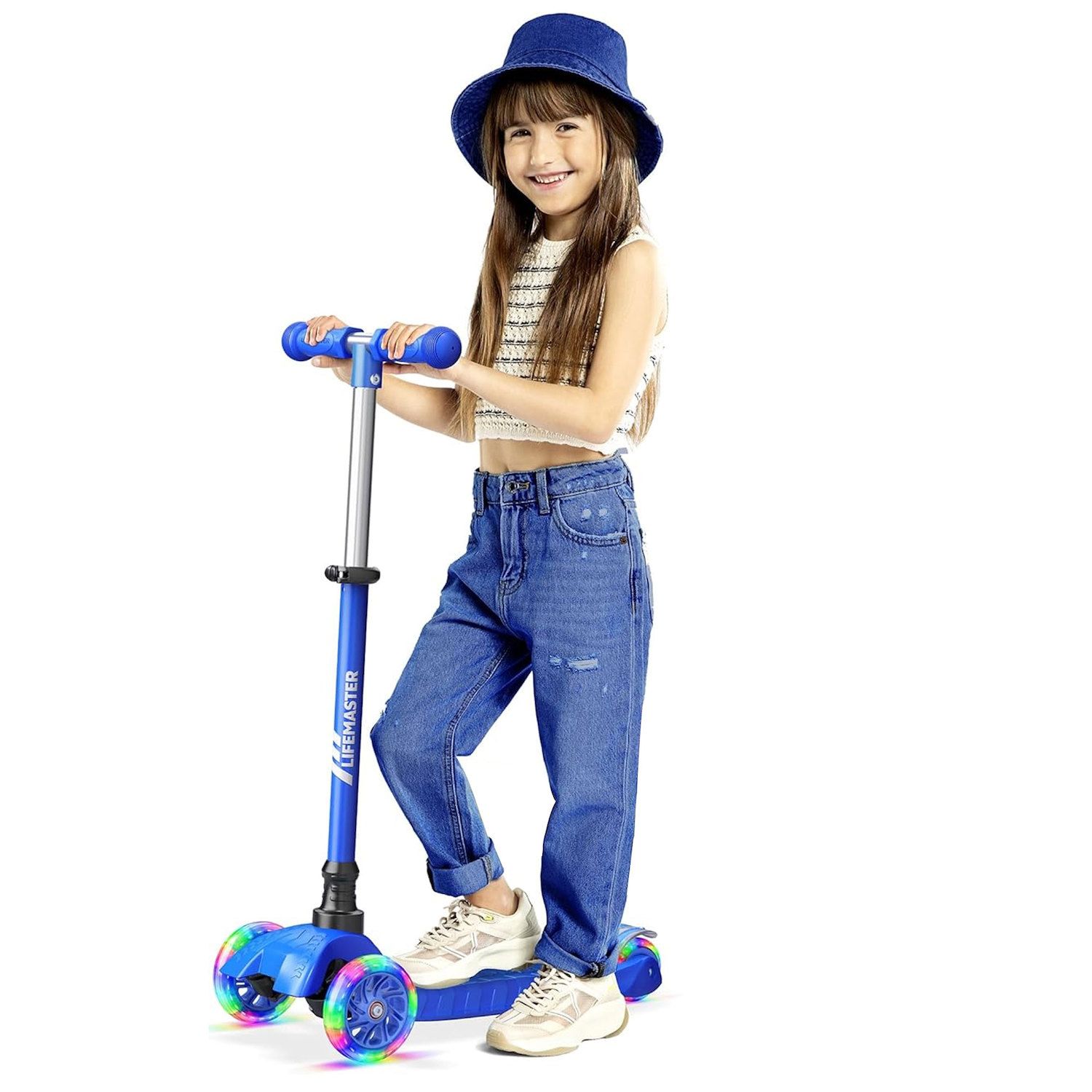 Aosom Adjustable Kick Scooter For Teens & Kids - Ages 5-12, Orange, 220lb Capacity, With Brakes