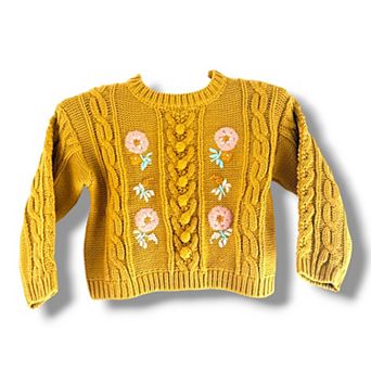 Toddler Girl Floral Embroidered Sweater