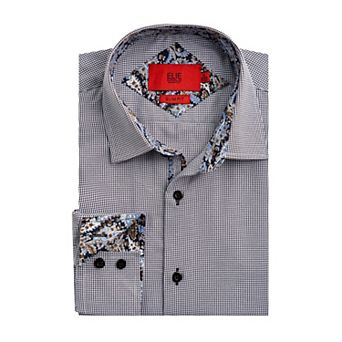 Elie Balleh Boys Slim Fit Houndstooth Button-Down Shirt