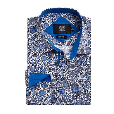 Elie Balleh Slim Fit Mens Modern Paisley Print Button-Down Shirt