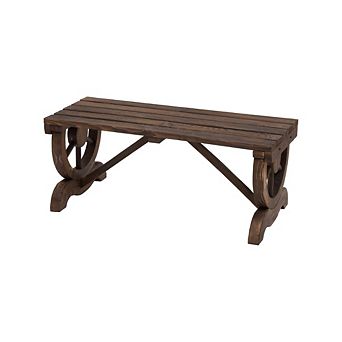 WOODEN WAGON WHEEL PORCH BENCH