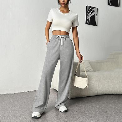 Women's Wide Leg Sweatpants Casual Loose Drawstring Pants