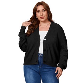 Women Plus Size Lightweight Cardigan Sweaters Long Sleeve Outerwear