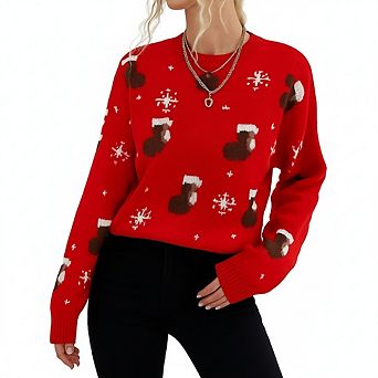 Women Cute Christmas Sweaters Knit Pullover Top