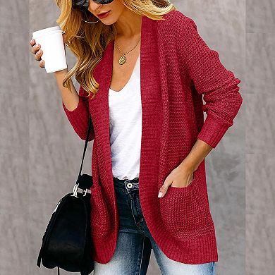 Women's Casual Cardigan Sweater Long Outfits with Pockets