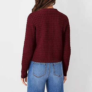 Women Cropped Cardigan Sweater Crew Neck Button up Knit Coat