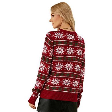 Women's Snowflake Pattern Knitted Pullover Sweater