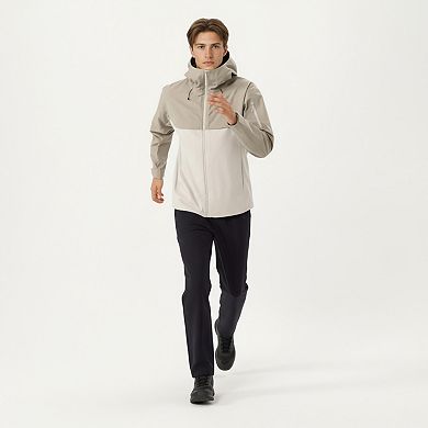 Men's Waterproof Hooded Jacket with Zipper Pockets and Adjustable Drawstrings