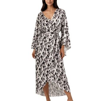Women's 2 pc Satin Slip Dress and Kimono Robe Set with Flowing Draped Silhouette