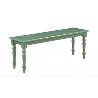 Irvin 48 Inch Modern Wood Dining Bench with Turned Legs, Equestrian Green