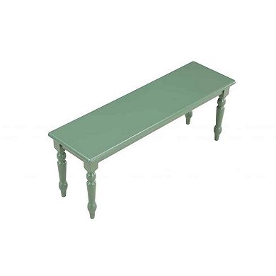 Irvin 48 Inch Modern Wood Dining Bench with Turned Legs, Equestrian Green