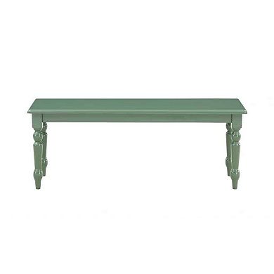 Irvin 48 Inch Modern Wood Dining Bench with Turned Legs, Equestrian Green