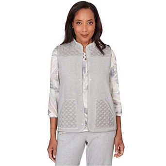 Petite Alfred Dunner Quilted Snap Front Vest