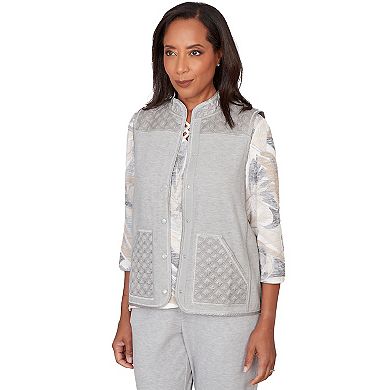 Petite Alfred Dunner Quilted Snap Front Vest