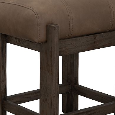 Eray Counter Height Stool, Faux Leather Melina Wood