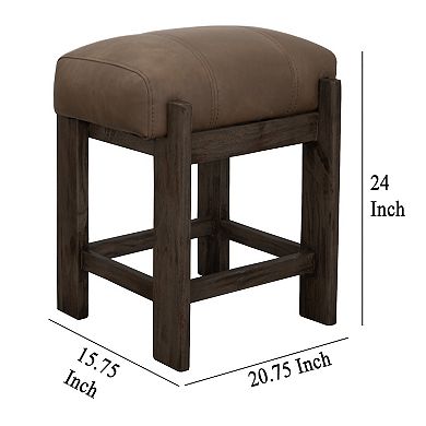 Eray Counter Height Stool, Faux Leather Melina Wood