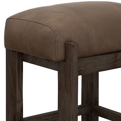 Eray Counter Height Stool, Faux Leather Melina Wood
