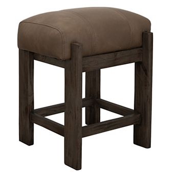Eray Counter Height Stool, Faux Leather Melina Wood