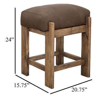 Eray Counter Stool, Almond Barrel, Faux Leather