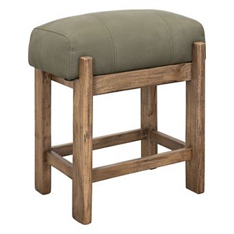 Eray Counter Stool, Almond Barrel, Faux Leather