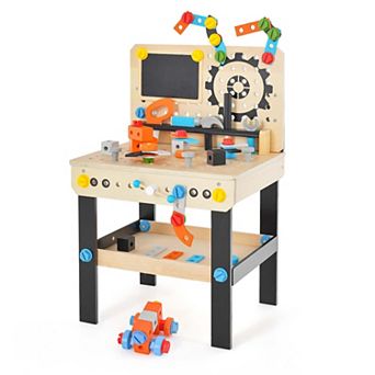 Costway Kids Tool Bench, Pretend Play Workbench with Tools Set & Realistic Accessories