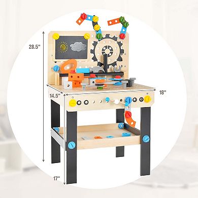 Costway Kids Tool Bench, Pretend Play Workbench with Tools Set & Realistic Accessories