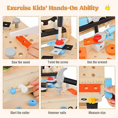 Costway Kids Tool Bench, Pretend Play Workbench with Tools Set & Realistic Accessories