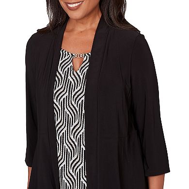 Petite Alfred Dunner Border Print Two-in-One Top
