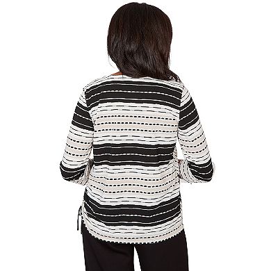 Petite Alfred Dunner Embellished Diagonal Textured Stripe Top